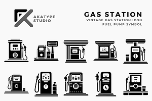 Vintage Gas Station Icon Vector, a Solid Icon by Akatype Studio