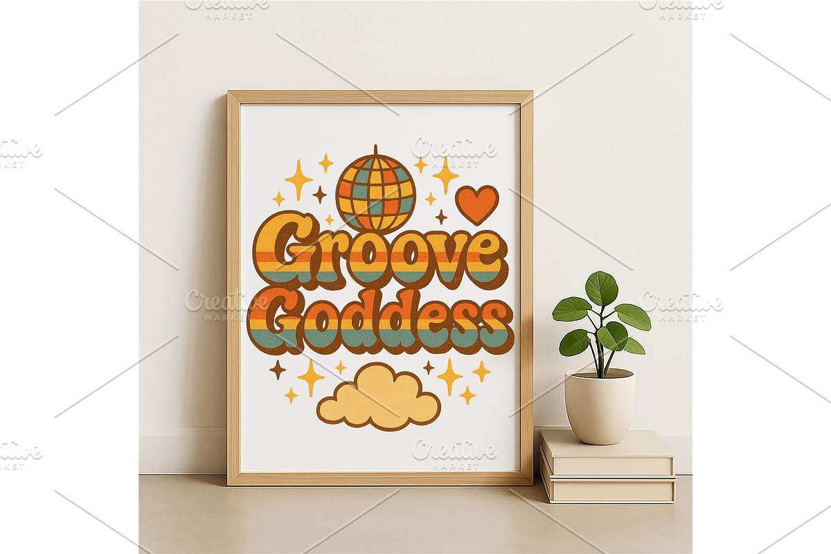 Groove Goddess Retro Wall Art 70s, a Background Graphic by LaseredNinja (Photo 2 of 7)