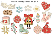 Groovy Retro Christmas Clipart Set, a Graphic by Murphy & Frank (Thumbnail 4 of 10)