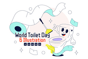 6 World Toilet Day Illustration, an Object Illustration by denayunebgt