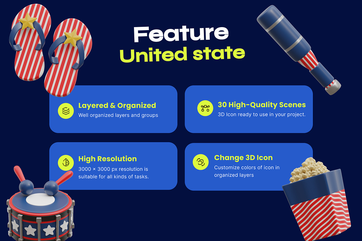 Independence Day of United State, a Furniture 3D Model by orenjidesign (Photo 2 of 8)