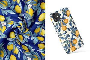 Lemons & Oranges Seamless Patterns