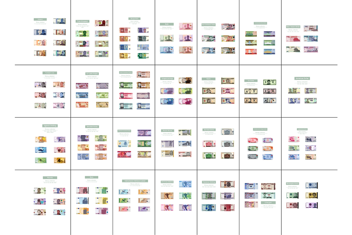 Banknotes of 151 Countries, a Finance Illustration by Zhuna (Photo 4 of 7)