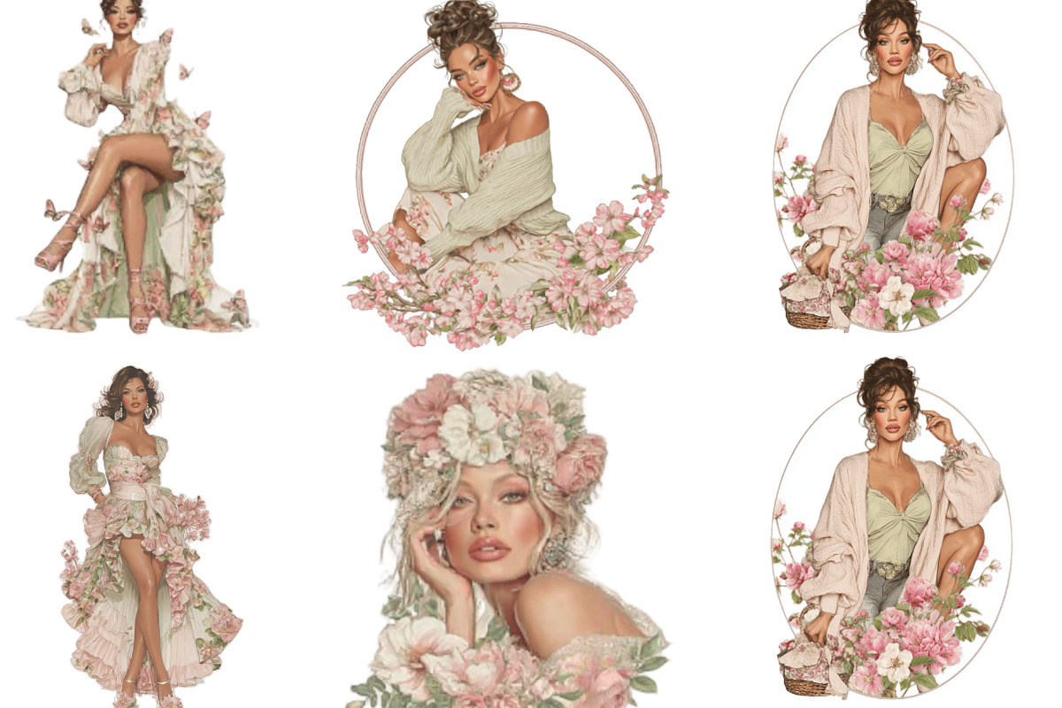 Whimsical Spring Woman Clipart, an Illustration by Designking (Photo 5 of 5)