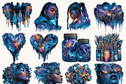 Neon Glow Party Clipart Bundle, a Person Illustration by BusyDaydesign (Thumbnail 2 of 9)
