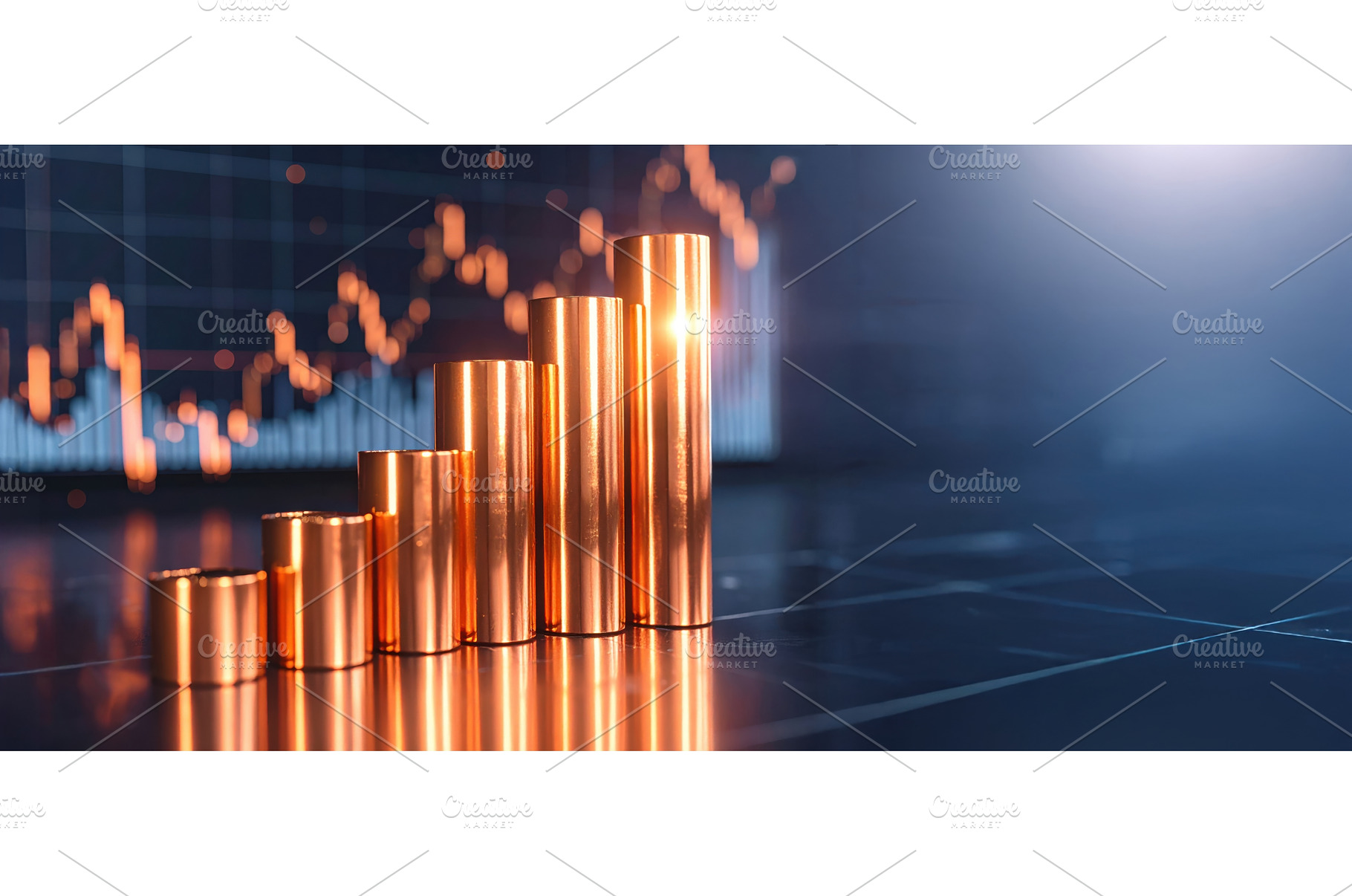 Copper bars forming a growth chart, a Business Photo by Igor Tichonow