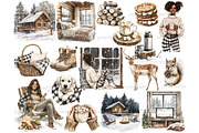 Cozy Cabin Clipart | Winter PNG, a Seasonal Illustration by GlamArtZhanna (Thumbnail 4 of 6)