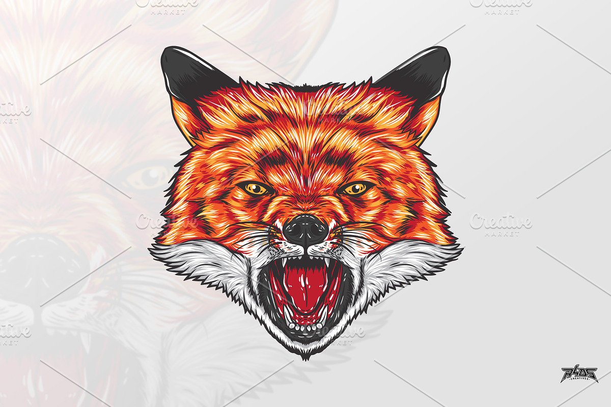 Fierce Fox Head Vector, an Animal Illustration by R4DS