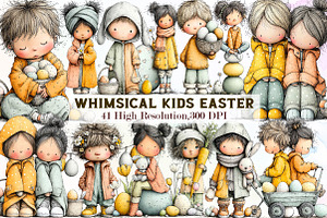 Whimsical Kids Easter Clipart, an Illustration by Sublimation Artist