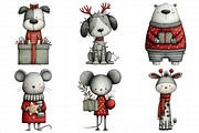 Christmas Animals Clipart, an Illustration by Daily.Designs (Thumbnail 4 of 5)