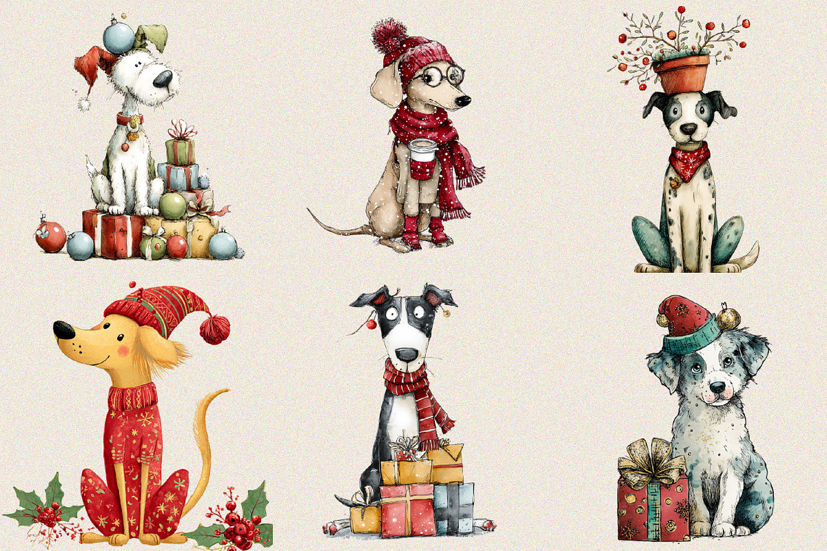 Whimsical Christmas Dog Clipart Bun, an Illustration by SVGArt (Photo 8 of 8)