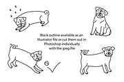 Cute Doodle Pugs, an Animal Illustration by Liz Pengilley Studio (Thumbnail 2 of 4)