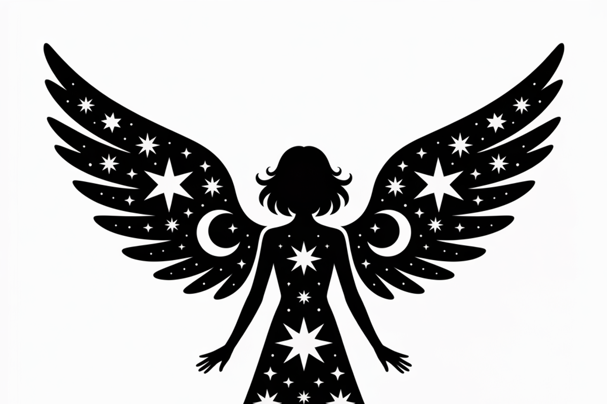 starry angel wings silhouette, an Illustration by Amazin_art (Photo 6 of 21)