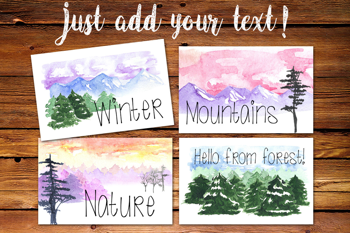 Watercolor Winter Landscape Creator, an Illustration by WBS Design (Photo 2 of 5)