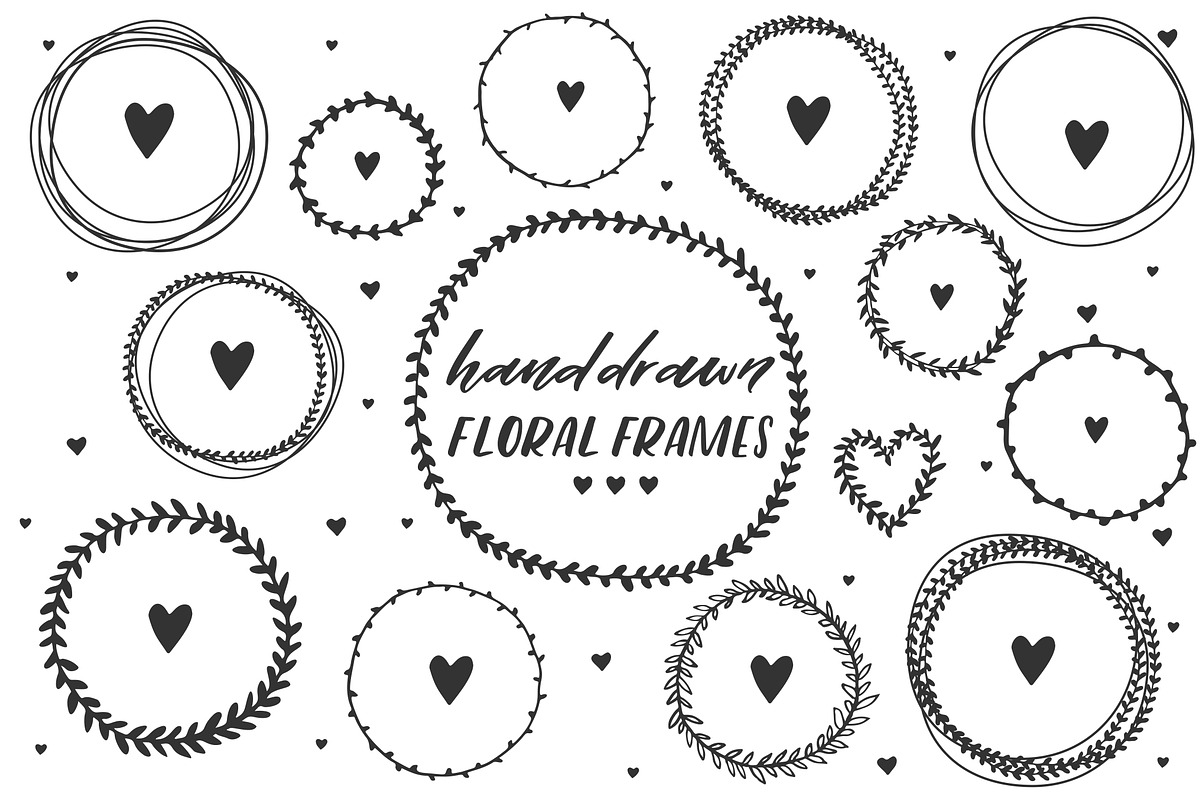 Handdrawn vector frames & wreaths, an Object Graphic by ekzi.letters (Photo 3 of 5)