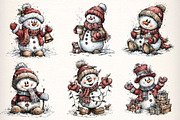 Christmas Whimsical Snowman Clipart, an Illustration by Dream Creation (Thumbnail 5 of 7)
