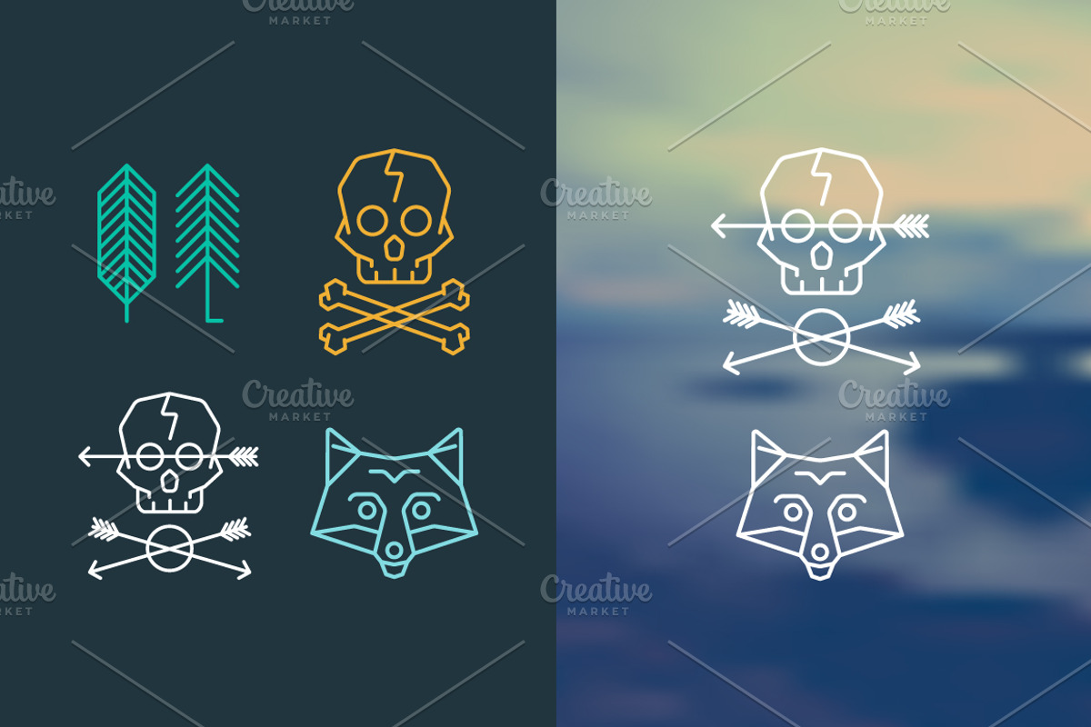 Fox, Skull, Arrows and Trees Logo