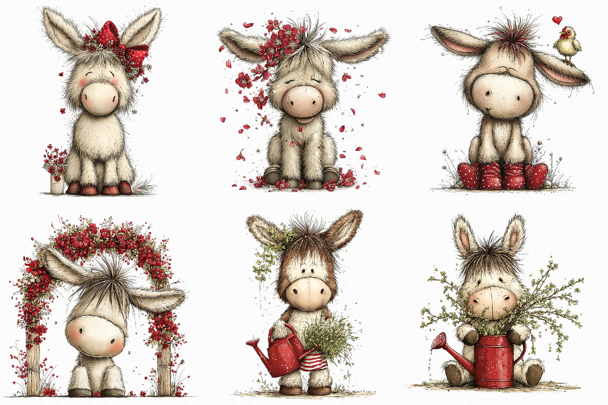 Whimsical Spring Donkey Clipart, an Illustration by Libby Wishes (Photo 3 of 7)