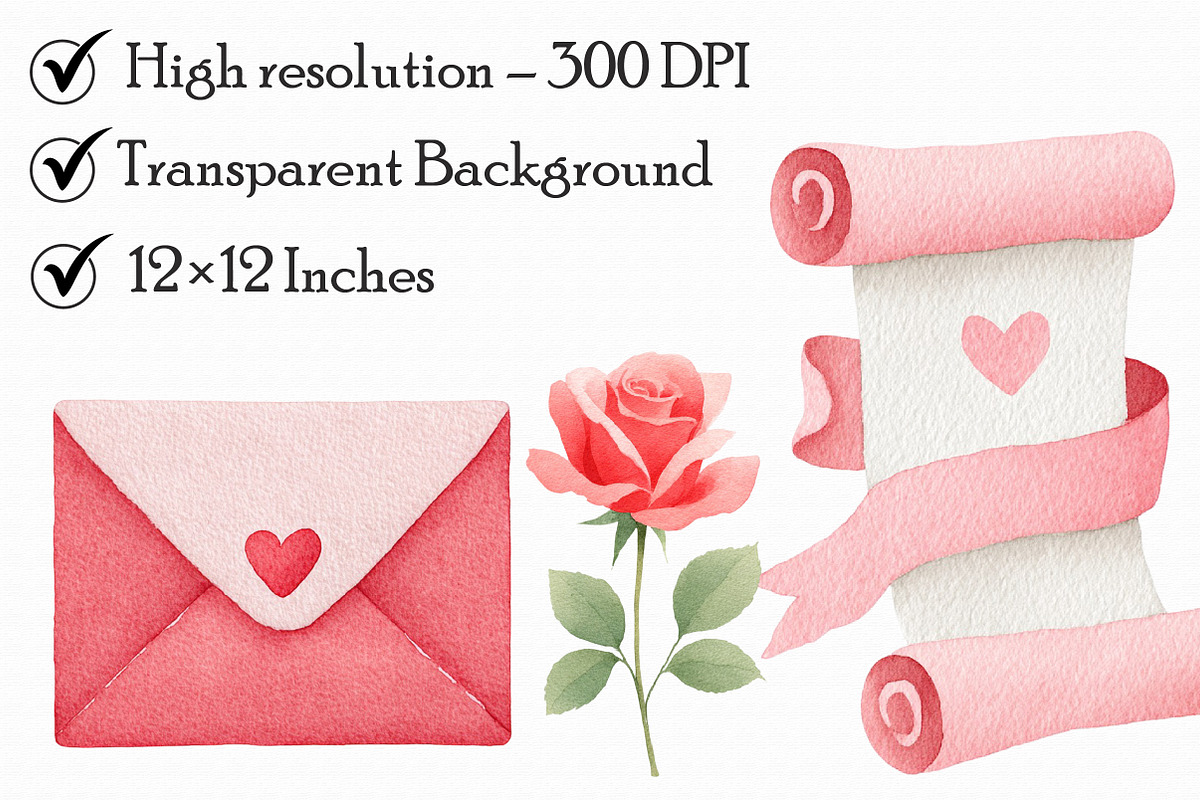 Watercolor Valentine's Day 42 PNG, an Illustration by Libby Wishes (Photo 7 of 7)