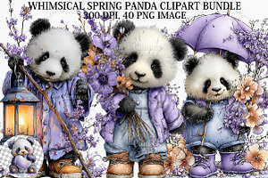 Whimsical Spring Panda Clipart PNG, an Illustration by Canvas Craft