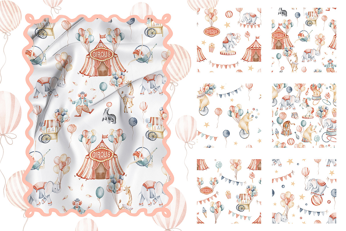 Cute Circus Watercolor Clipart Set, an Animal Illustration by LenArt (Photo 12 of 18)