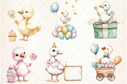 Watercolor Baby White Goose Birthday, an Illustration by Watercolor design (Thumbnail 3 of 4)