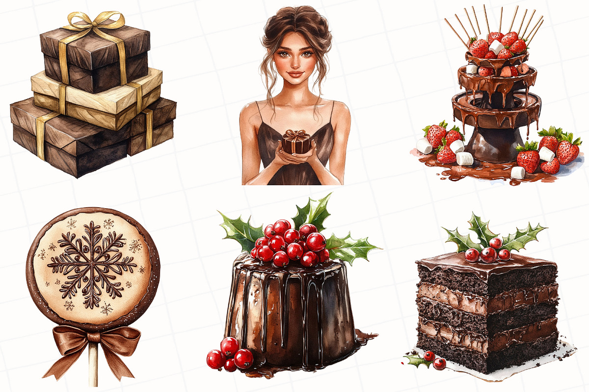 Chocolate Christmas Clipart, an Illustration by OK Design (Photo 5 of 5)