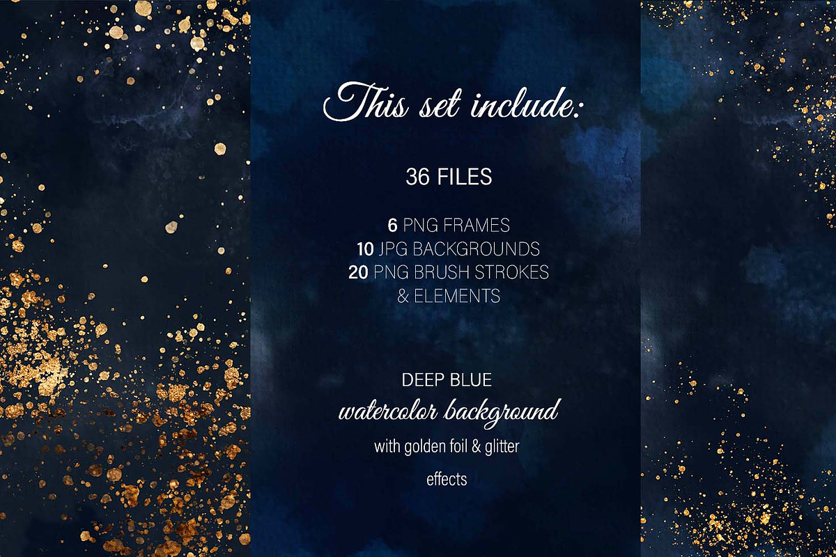 Indigo & Gold Brush strokes and spla, a Texture Graphic by My Wondercolor (Photo 7 of 7)