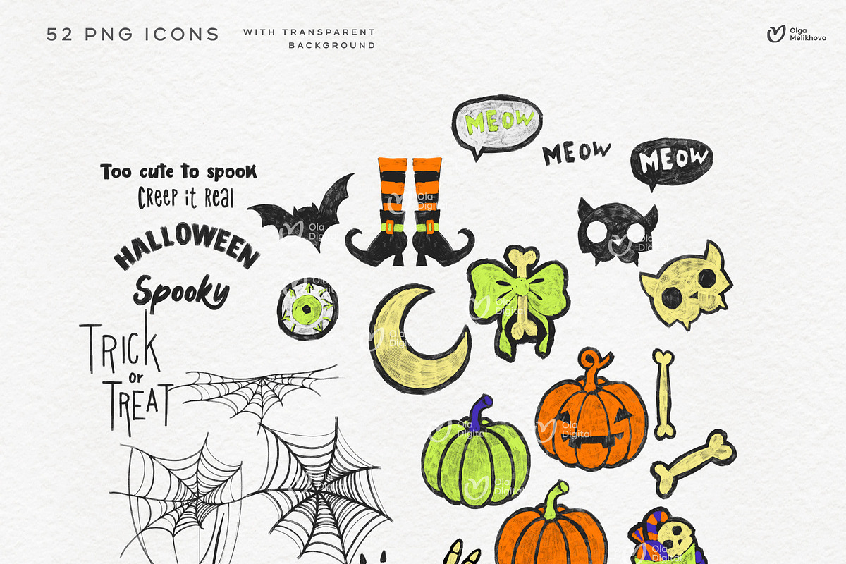 Halloween Bundle png, Hand-drawn, a Graphic by ollalya (Photo 3 of 11)