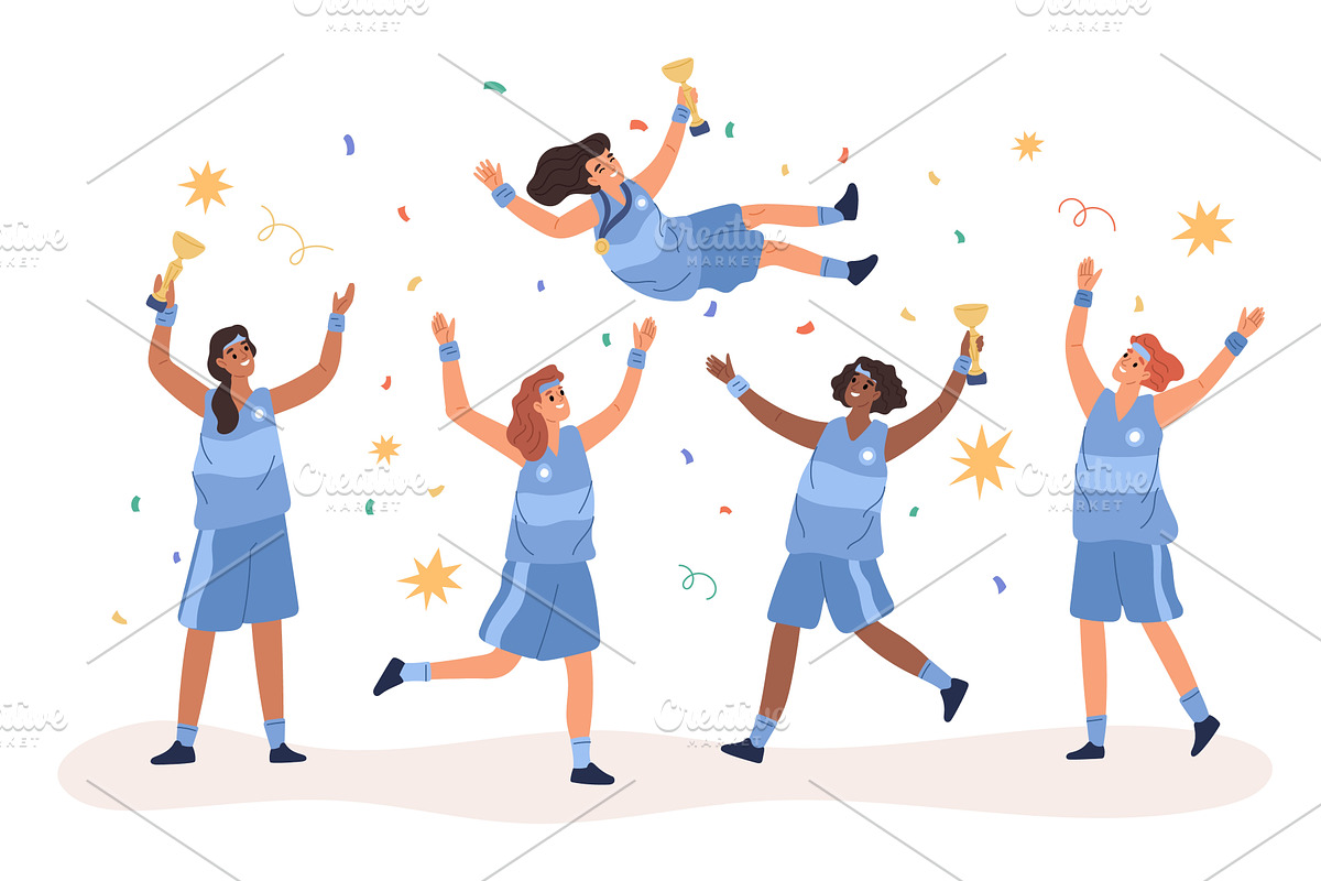 Athletes rejoice victory. Women, a Person Illustration by YummyBuum