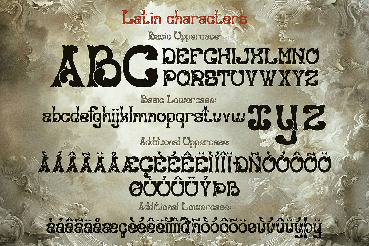 Baroness - stylized baroque font, a Symbol Font by Ekaterina Glazkova (Photo 2 of 10)