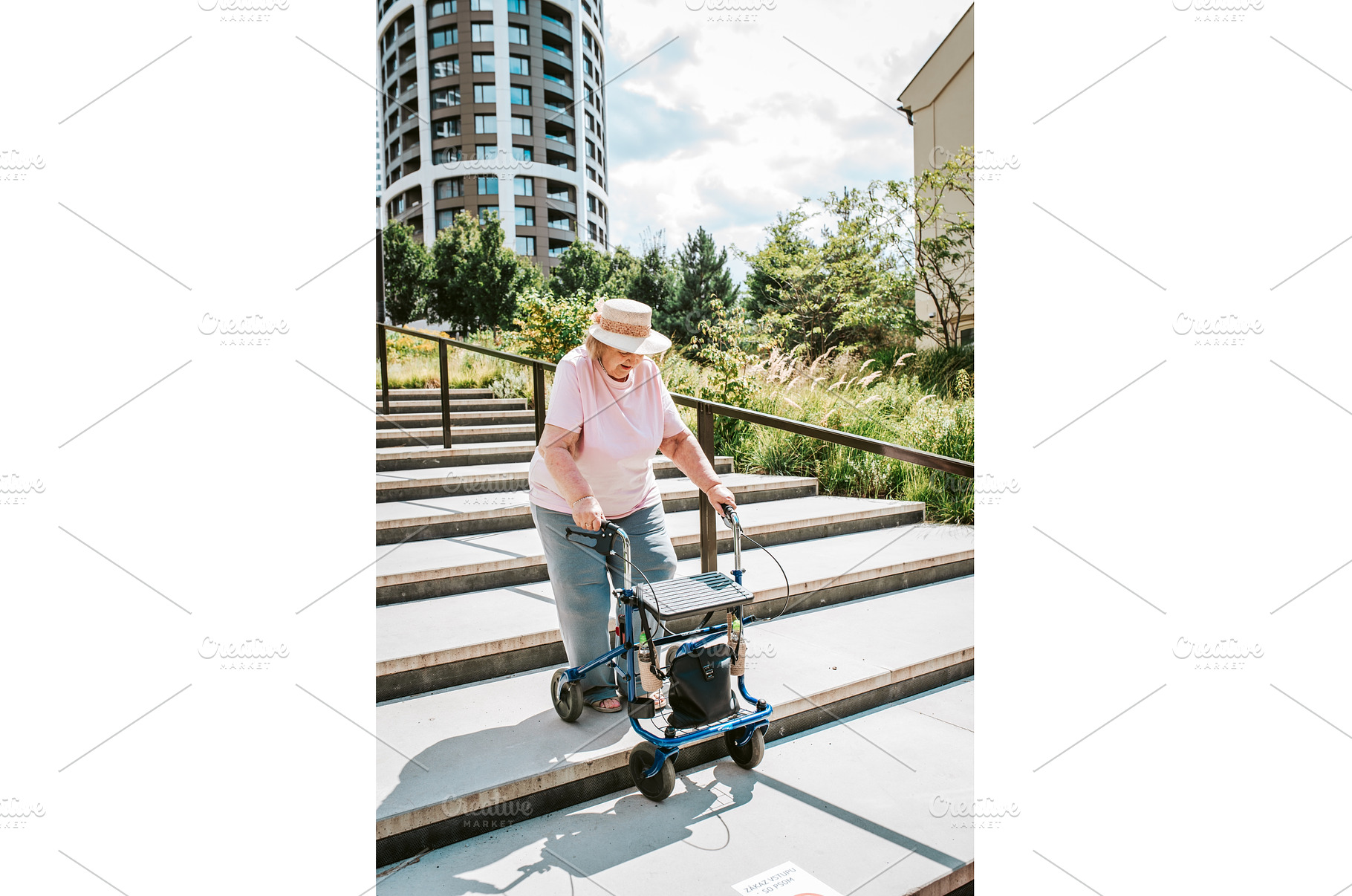 Elderly woman walking down the, a Sports & Recreation Photo by HalfPoint