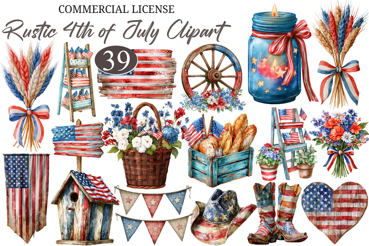 Rustic 4th of July Sublimation Clipa, a Decorative Illustration by designcity5 (Photo 1 of 5)