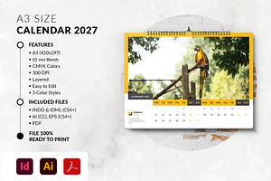 A3 Landscape Calendar 2027