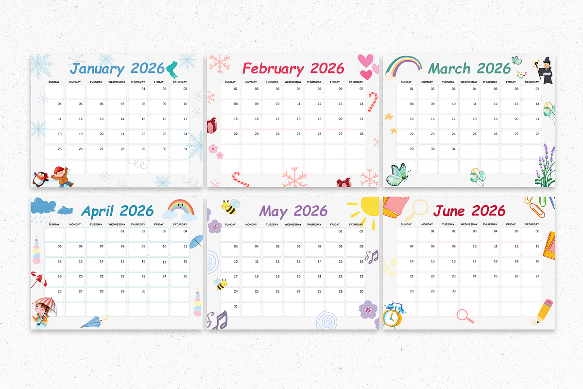 2026 Canva Kids Calendar Template, a Card Template by Snapybiz (Photo 9 of 10)