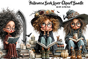 Halloween Book Lover Clipart Bundle, a Seasonal Illustration by CreationArt (Thumbnail 1 of 7)