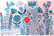Blue Folk Art Garden, a Pattern Graphic by Arie Clares (Thumbnail 3 of 13)