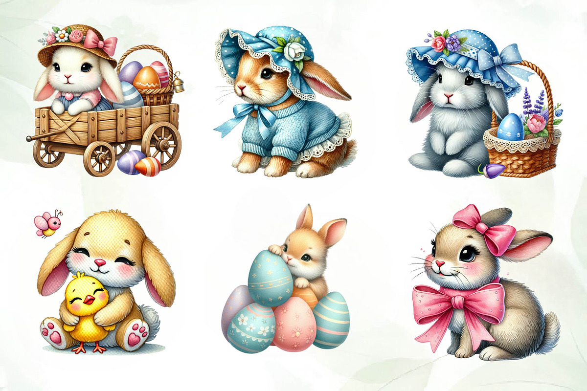 Cute Easter Bunny Clipart, an Illustration by CreationArt