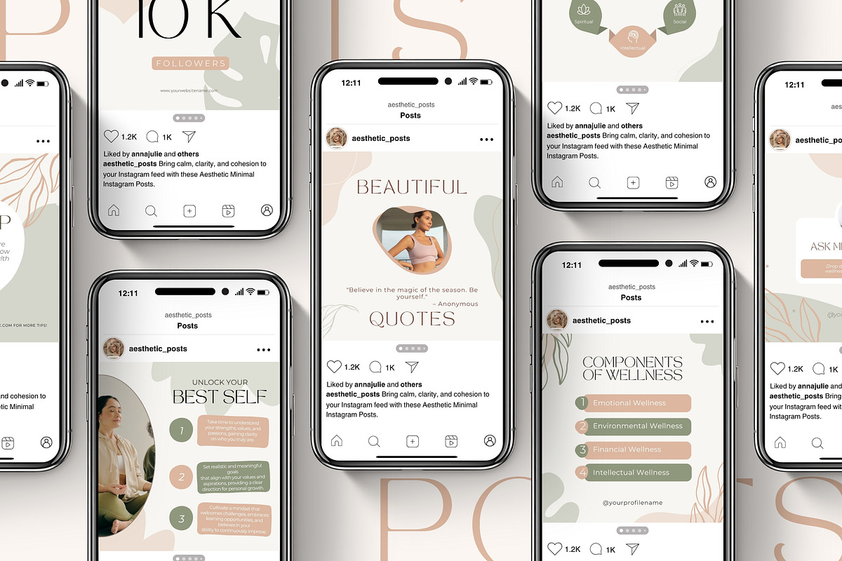 Wellness Coach Instagram Templates, a Social Media Template by nwdigitalstore (Photo 4 of 10)