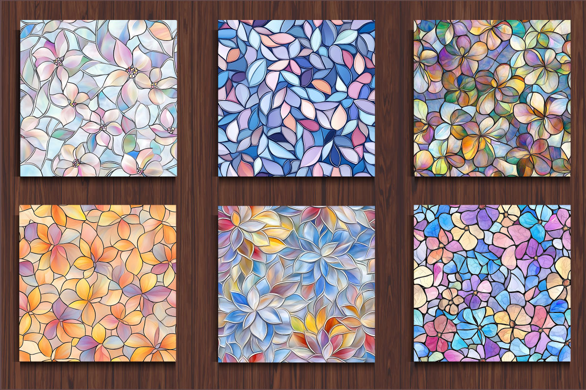 Pastel Stained Glass Patterns, a Pattern Graphic by protabsorkar11