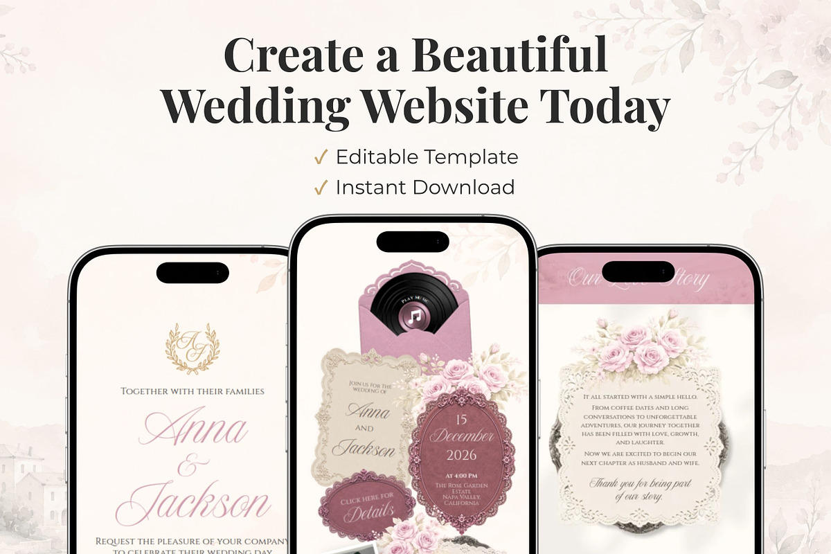 Blush Pink Wedding Website, a Landing Page Template by Everyday Perfection (Photo 12 of 12)