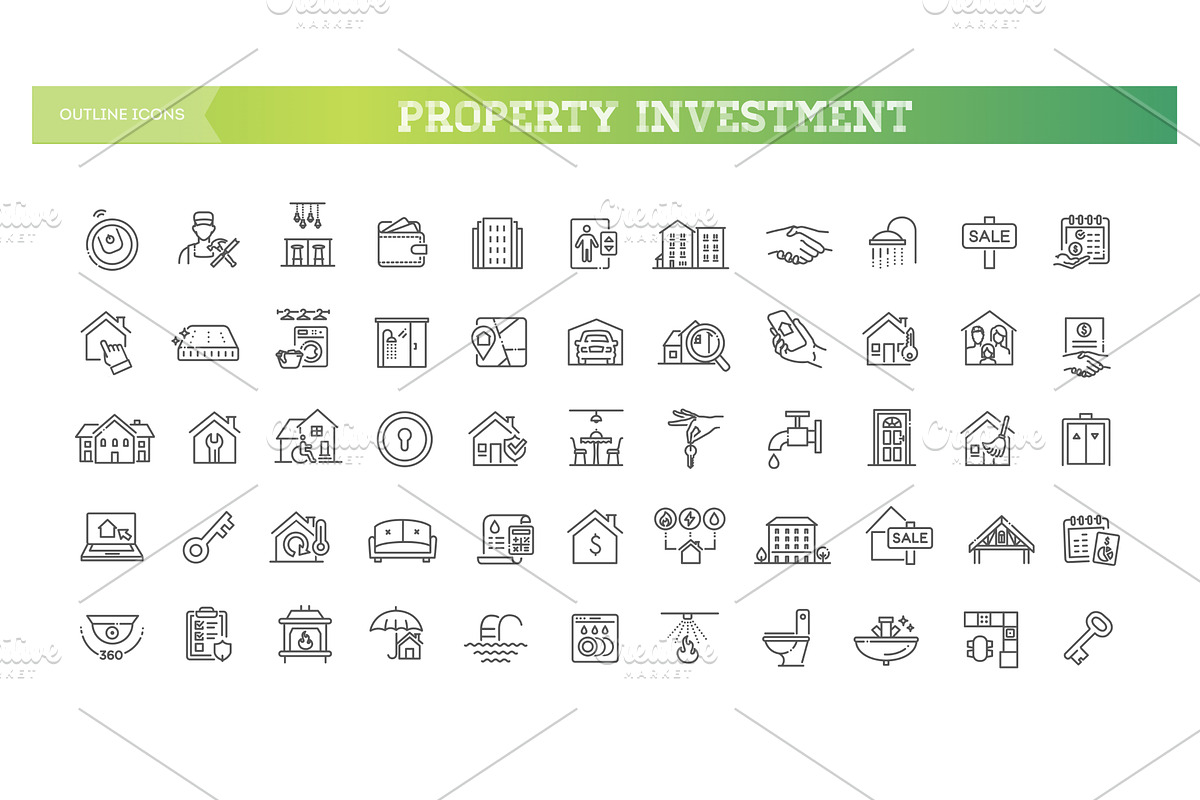Property investment icons, an Outline Icon by Tettygreen (Photo 1 of 2)