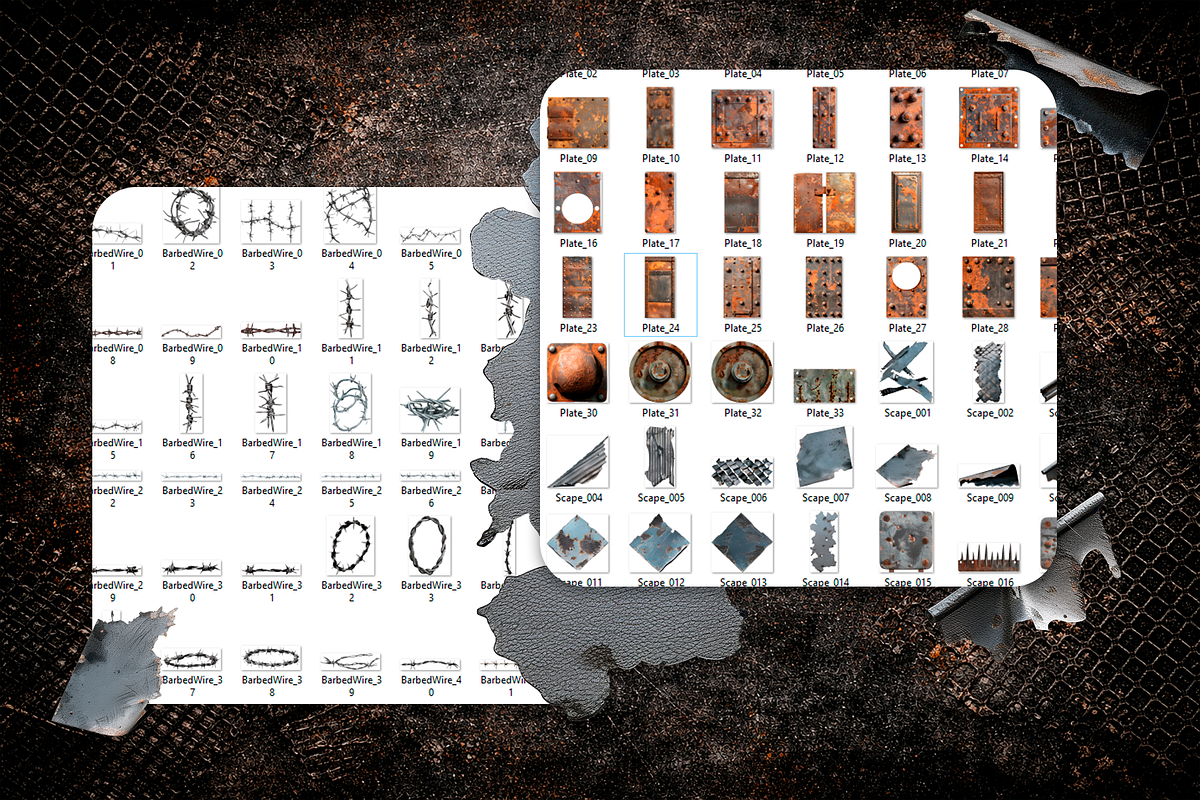METALLIC GRUNGE ELEMENTS, an Object Graphic by BeNone Designs (Photo 4 of 5)