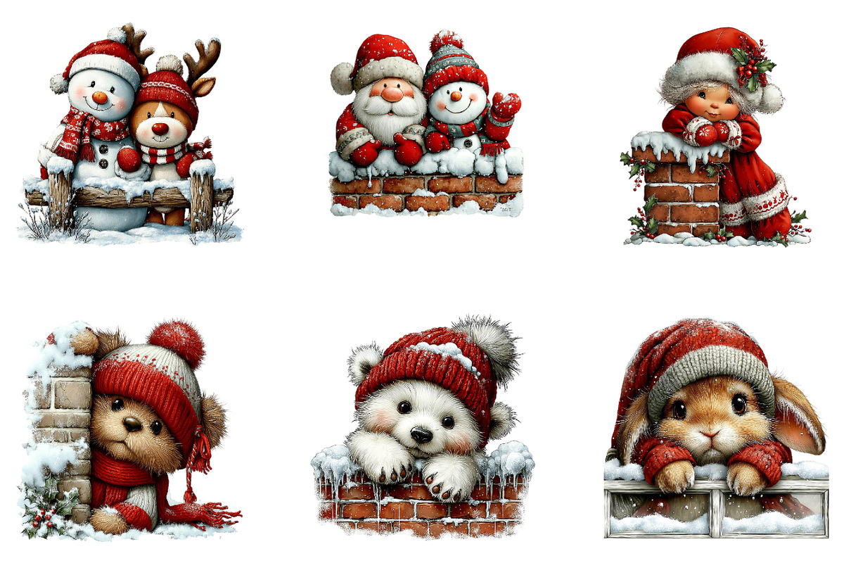 Christmas Peeking Clipart Bundle, a Seasonal Illustration by CreationArt (Photo 6 of 6)