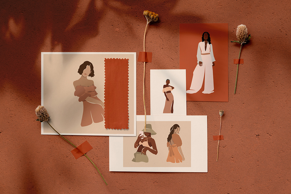 Terracotta Blooms Illustrations, a Decorative Illustration by TiriCo (Photo 3 of 9)