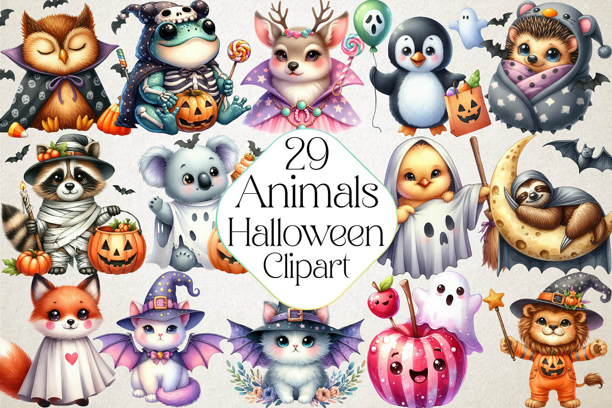 Halloween Animals Clipart, an Illustration by DreamPrint404 (Photo 1 of 5)