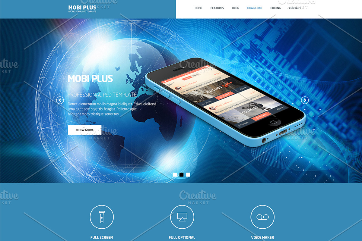 Mobi Plus PSD Website Template, a Landing Page Template by Aedaddy (Photo 1 of 2)
