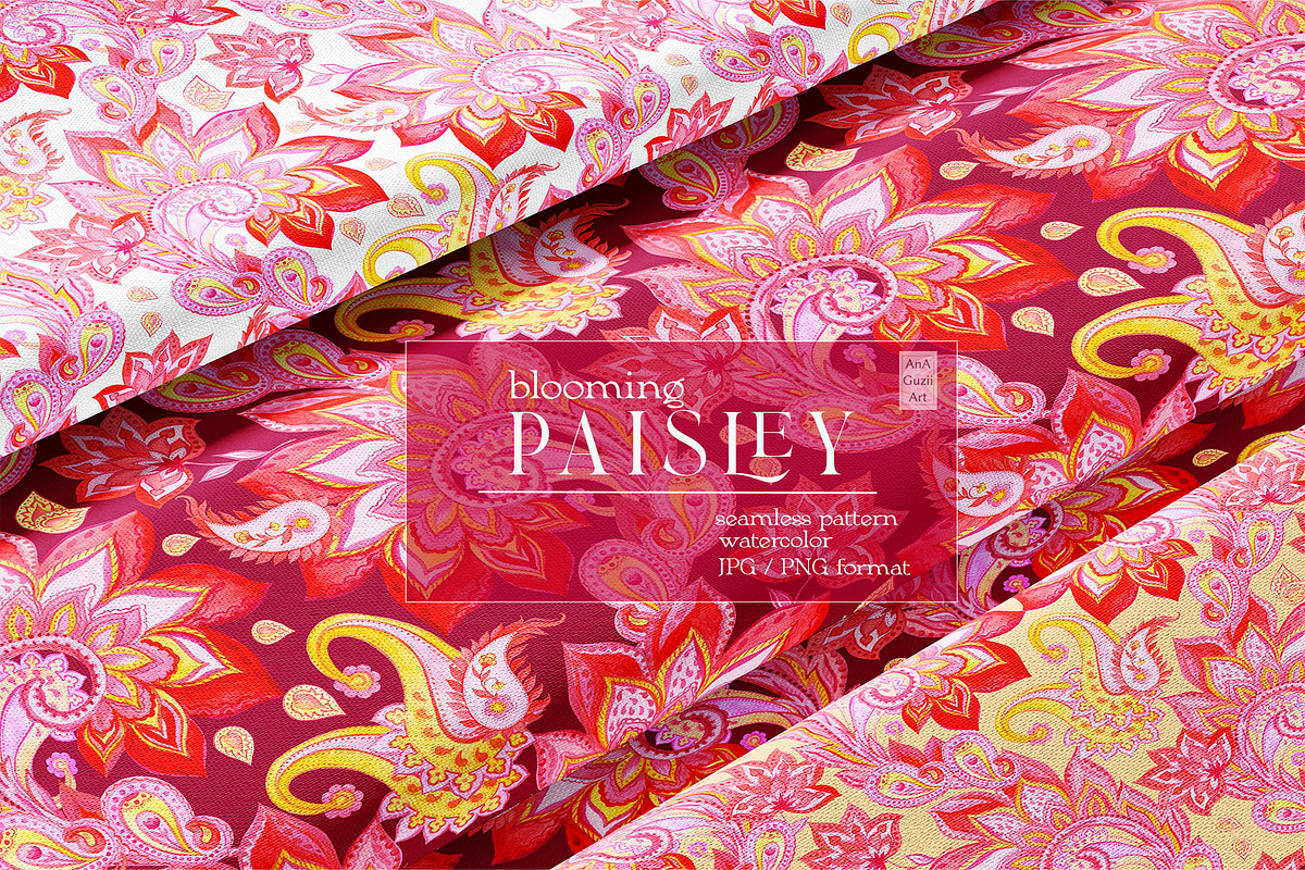 Blooming paisley seamless pattern, a Pattern Graphic by AnaGuziiArt (Photo 1 of 11)