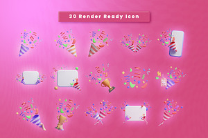 Confetti 3d Illustration Icon Pack