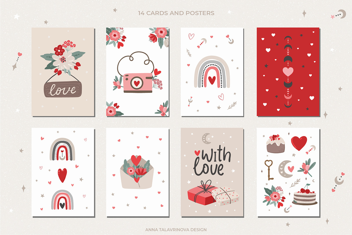 Boho Valentine's Day pattern clipart, a Food Illustration by Cozy pattern shop (Photo 6 of 9)